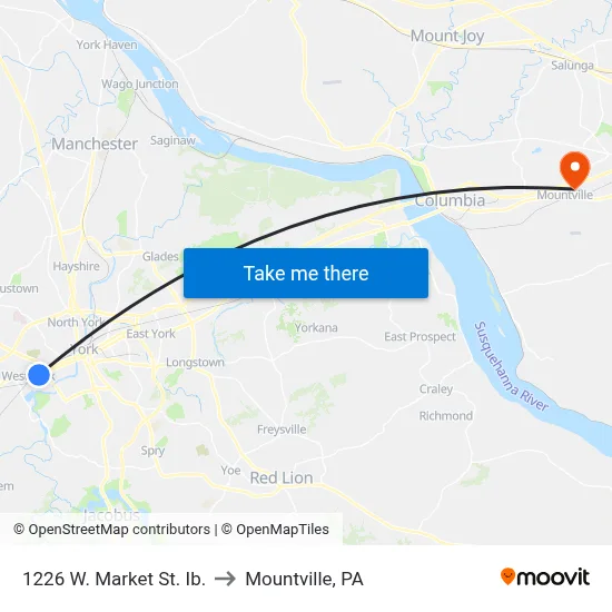 1226 W. Market St. Ib. to Mountville, PA map