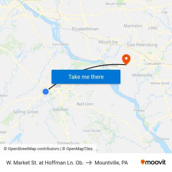W. Market St. at Hoffman Ln. Ob. to Mountville, PA map