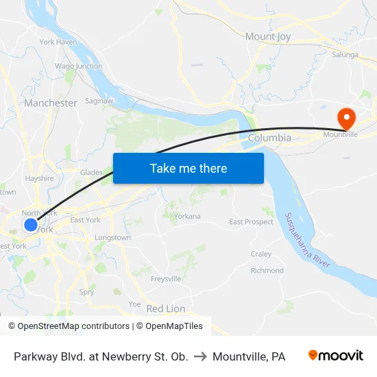 Parkway Blvd. at Newberry St. Ob. to Mountville, PA map