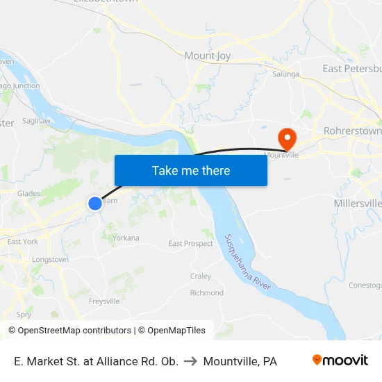 E. Market St. at Alliance Rd. Ob. to Mountville, PA map