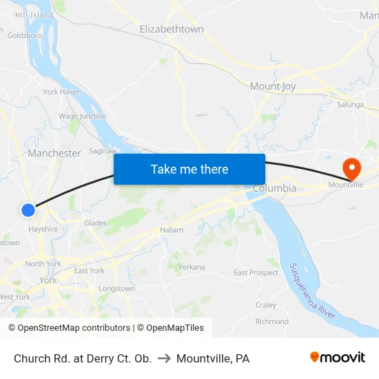 Church Rd. at Derry Ct. Ob. to Mountville, PA map