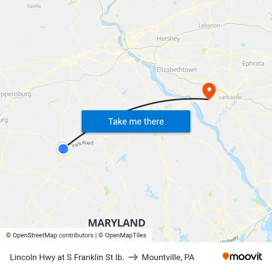 Lincoln Hwy at S Franklin St Ib. to Mountville, PA map