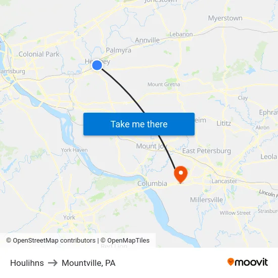 Houlihns to Mountville, PA map