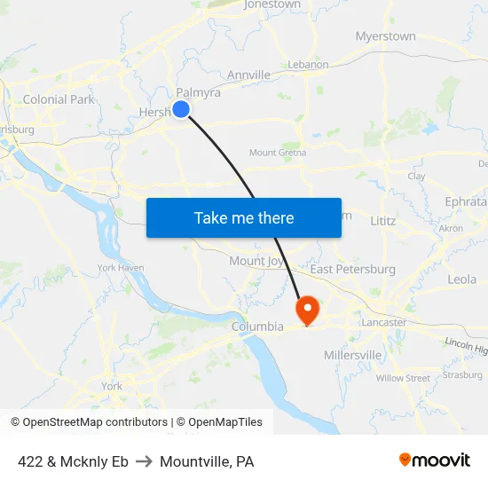 422 & Mcknly Eb to Mountville, PA map