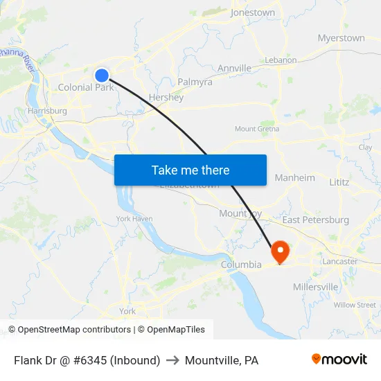 Flank Dr @ #6345 (Inbound) to Mountville, PA map