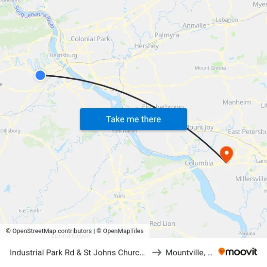 Industrial Park Rd & St Johns Church Rd to Mountville, PA map