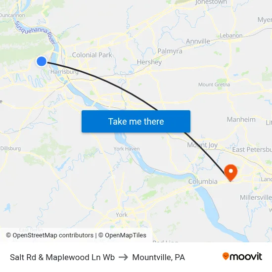 Salt Rd & Maplewood Ln Wb to Mountville, PA map