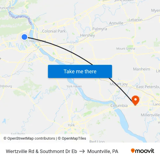 Wertzville Rd & Southmont Dr Eb to Mountville, PA map