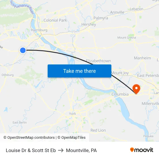 Louise Dr & Scott St Eb to Mountville, PA map