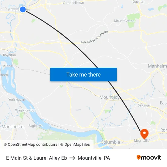E Main St & Laurel Alley Eb to Mountville, PA map