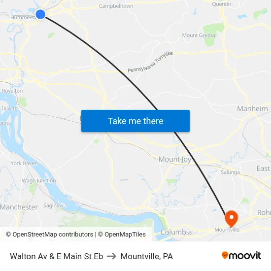 Walton Av & E Main St Eb to Mountville, PA map