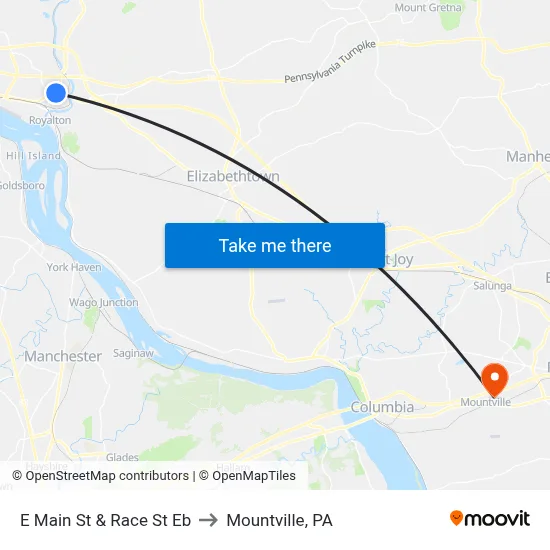 E Main St & Race St Eb to Mountville, PA map
