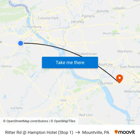 Ritter Rd @ Hampton Hotel (Stop 1) to Mountville, PA map