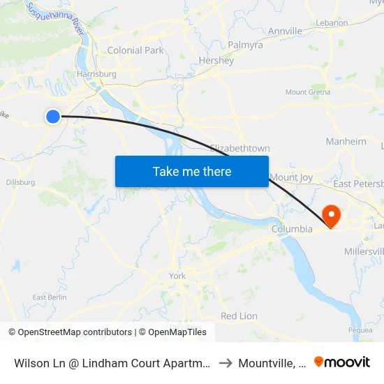 Wilson Ln @ Lindham Court Apartments to Mountville, PA map