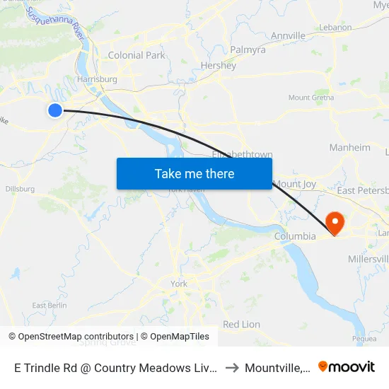 E Trindle Rd @ Country Meadows Living Ce to Mountville, PA map