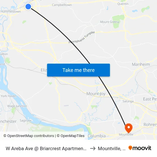 W Areba Ave @ Briarcrest Apartments Eb to Mountville, PA map