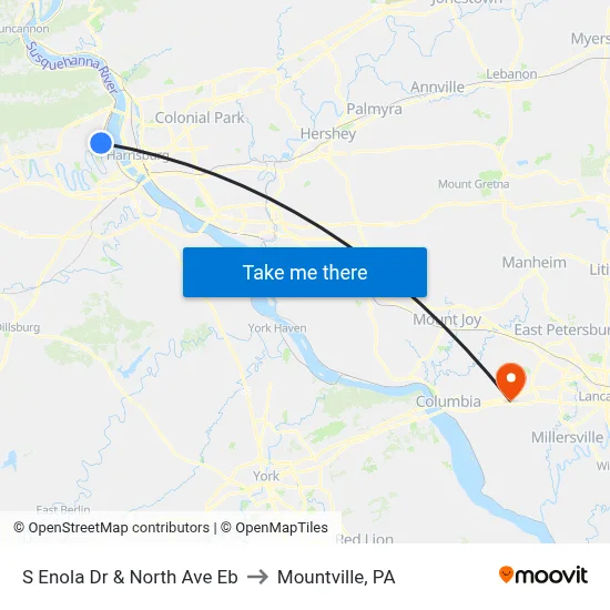 S Enola Dr & North Ave Eb to Mountville, PA map