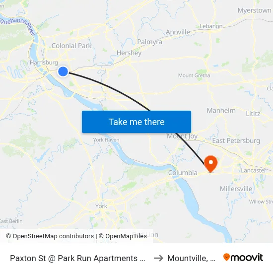 Paxton St @ Park Run Apartments Wb to Mountville, PA map