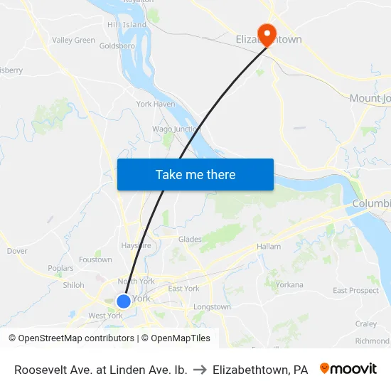 Roosevelt Ave. at Linden Ave. Ib. to Elizabethtown, PA map
