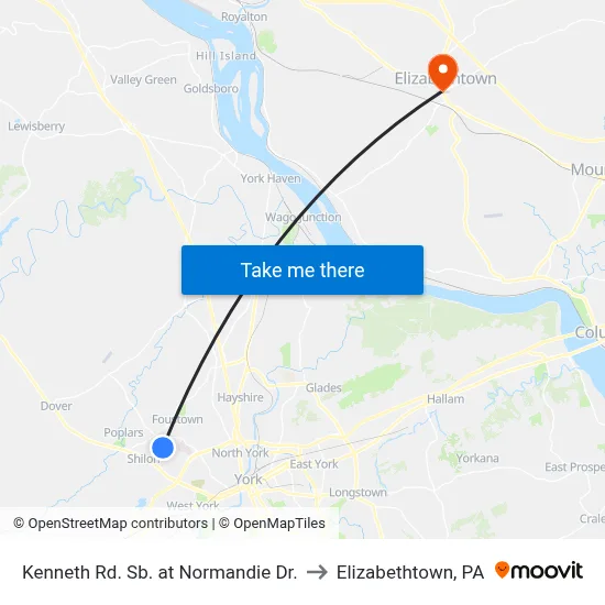 Kenneth Rd. Sb. at Normandie Dr. to Elizabethtown, PA map