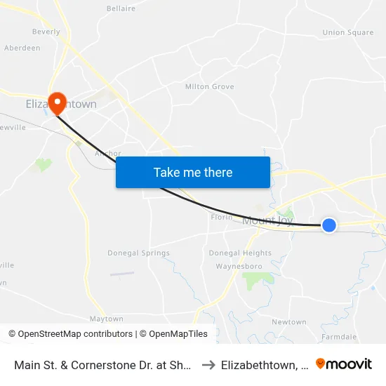 Main St. & Cornerstone Dr. at Shelter to Elizabethtown, PA map