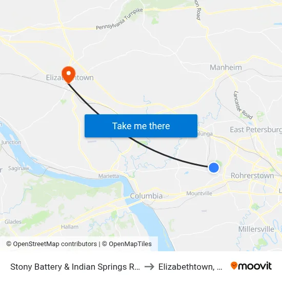 Stony Battery & Indian Springs Rd. to Elizabethtown, PA map