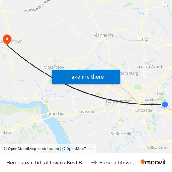 Hempstead Rd. at Lowes Best Buy Dr. to Elizabethtown, PA map