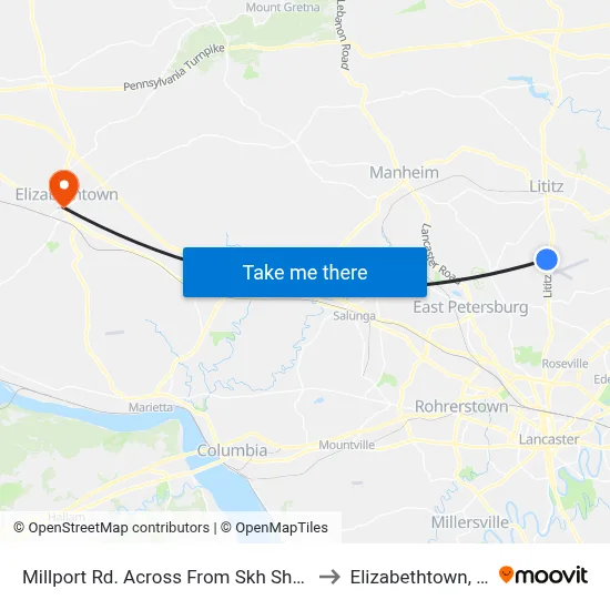 Millport Rd. Across From Skh Shelter to Elizabethtown, PA map