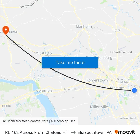 Rt. 462 Across From Chateau Hill to Elizabethtown, PA map