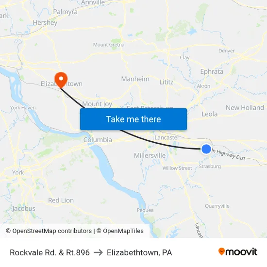 Rockvale Rd. & Rt.896 to Elizabethtown, PA map