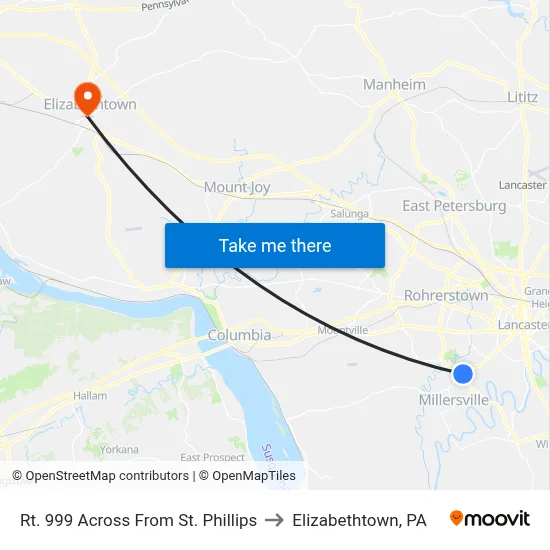 Rt. 999 Across From St. Phillips to Elizabethtown, PA map