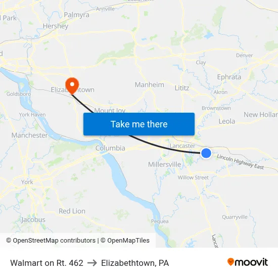 Walmart on Rt. 462 to Elizabethtown, PA map