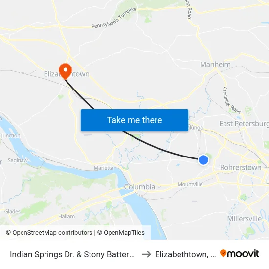 Indian Springs Dr. & Stony Battery Rd. to Elizabethtown, PA map