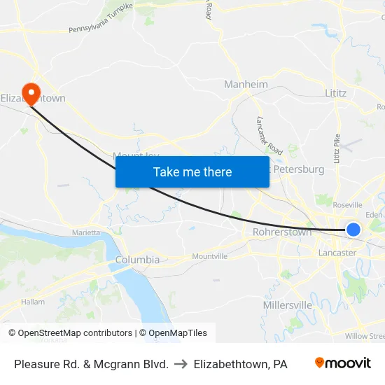 Pleasure Rd. & Mcgrann Blvd. to Elizabethtown, PA map