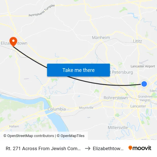 Rt. 271 Across From Jewish Comm. Cntr. to Elizabethtown, PA map