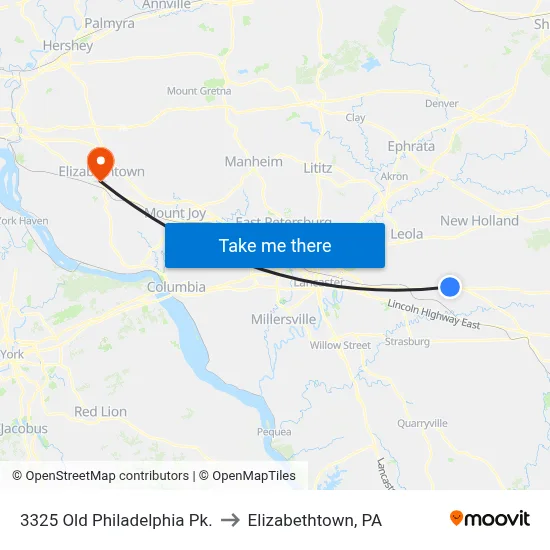 3325 Old Philadelphia Pk. to Elizabethtown, PA map