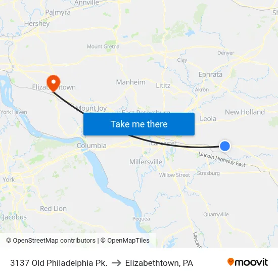 3137 Old Philadelphia Pk. to Elizabethtown, PA map