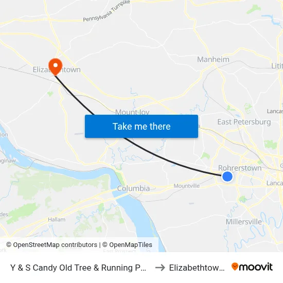 Y & S Candy Old Tree & Running Pump Rds. to Elizabethtown, PA map