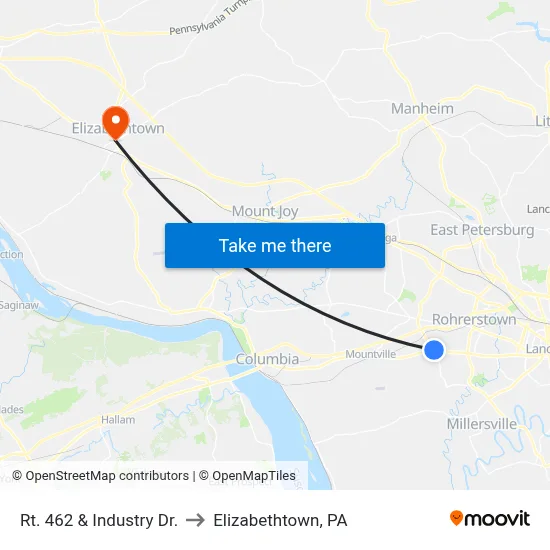 Rt. 462 & Industry Dr. to Elizabethtown, PA map