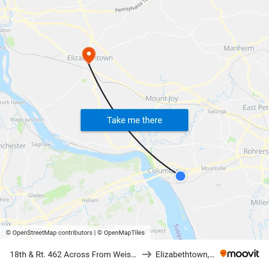 18th & Rt. 462 Across From Weis Mkt. to Elizabethtown, PA map