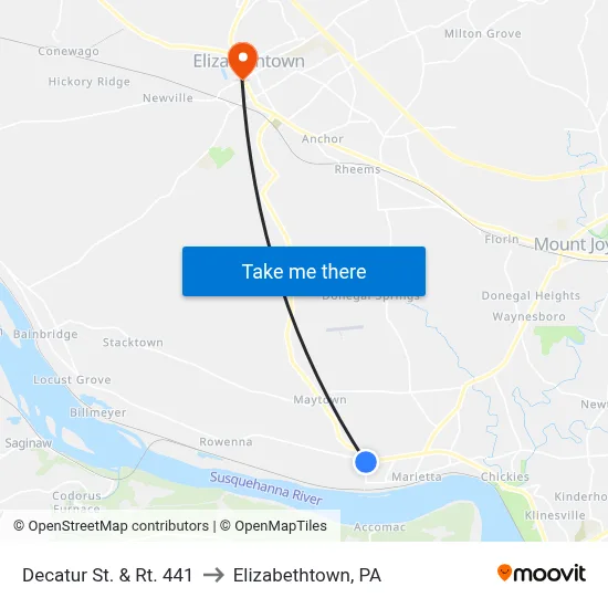 Decatur St. & Rt. 441 to Elizabethtown, PA map