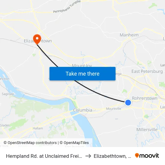 Hempland Rd. at Unclaimed Freight to Elizabethtown, PA map