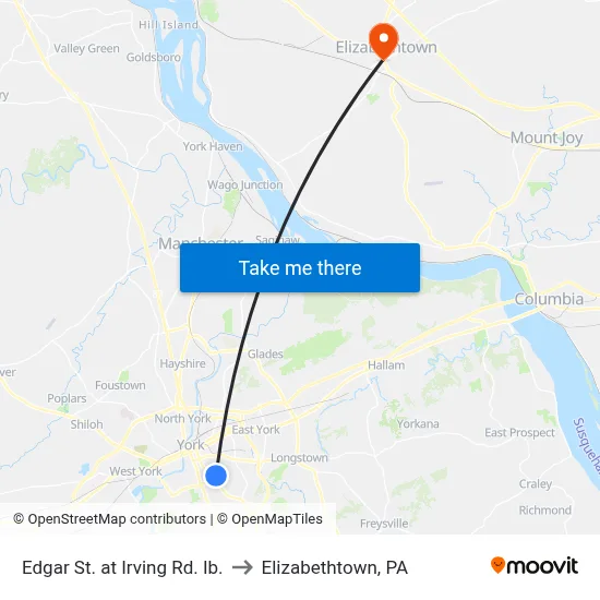 Edgar St. at Irving Rd. Ib. to Elizabethtown, PA map