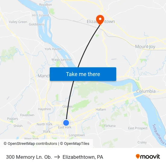 300 Memory Ln. Ob. to Elizabethtown, PA map