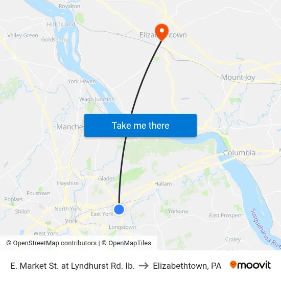 E. Market St. at Lyndhurst Rd. Ib. to Elizabethtown, PA map
