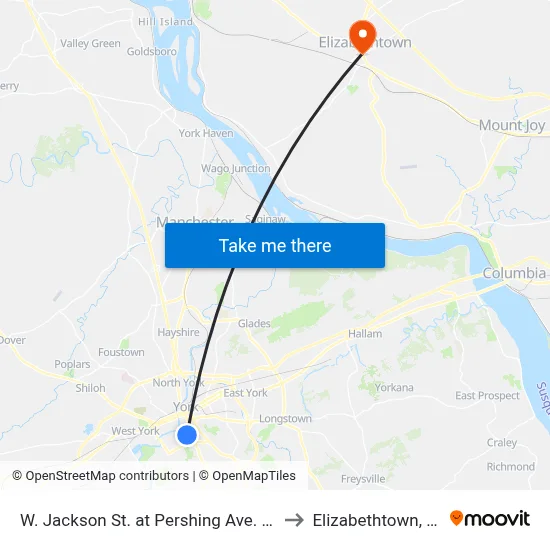 W. Jackson St. at Pershing Ave. Ob. to Elizabethtown, PA map