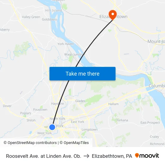 Roosevelt Ave. at Linden Ave. Ob. to Elizabethtown, PA map