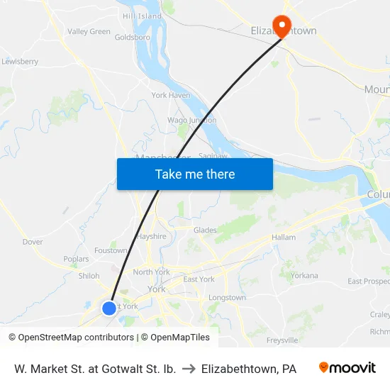 W. Market St. at Gotwalt St. Ib. to Elizabethtown, PA map
