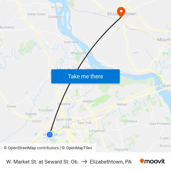 W. Market St. at Seward St. Ob. to Elizabethtown, PA map