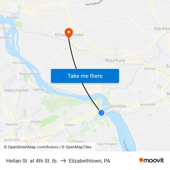 Hellan St. at 4th St. Ib. to Elizabethtown, PA map